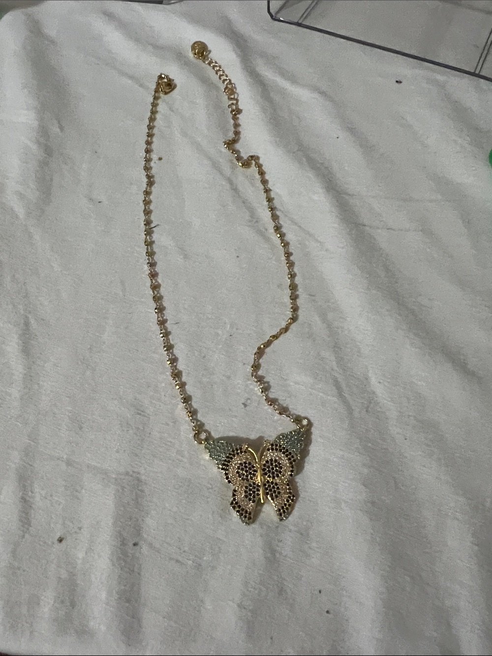 Gold-Tone Crystal Butterfly Necklace - Women's Jewelry